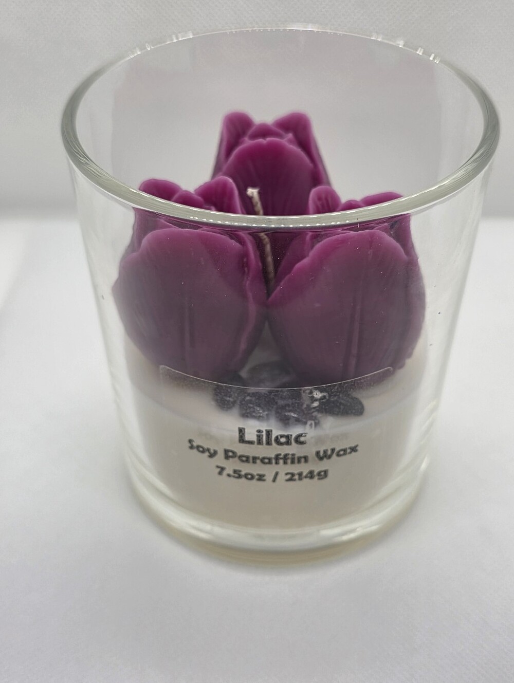 Lilac Scented Soy Paraffin Candle - Purple Tulip Glass Jar 7.5OZ